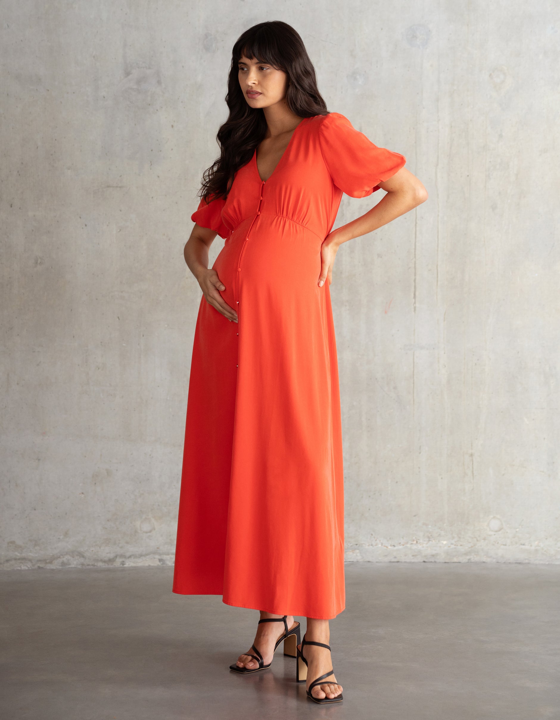 Button-Through V-Neck Maternity + Nursing Dress
