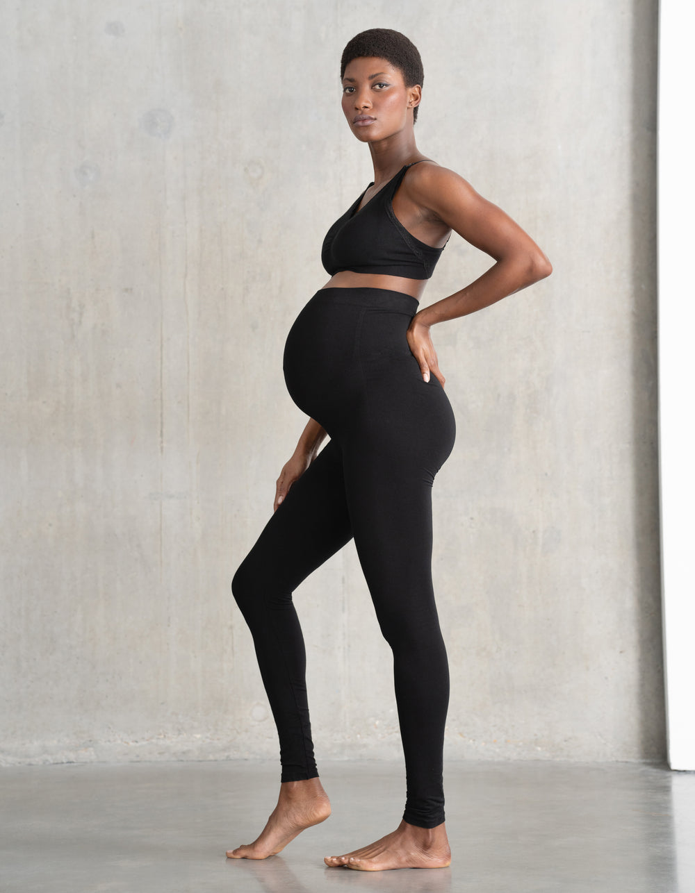 Black Bamboo Over Bump Maternity Leggings
