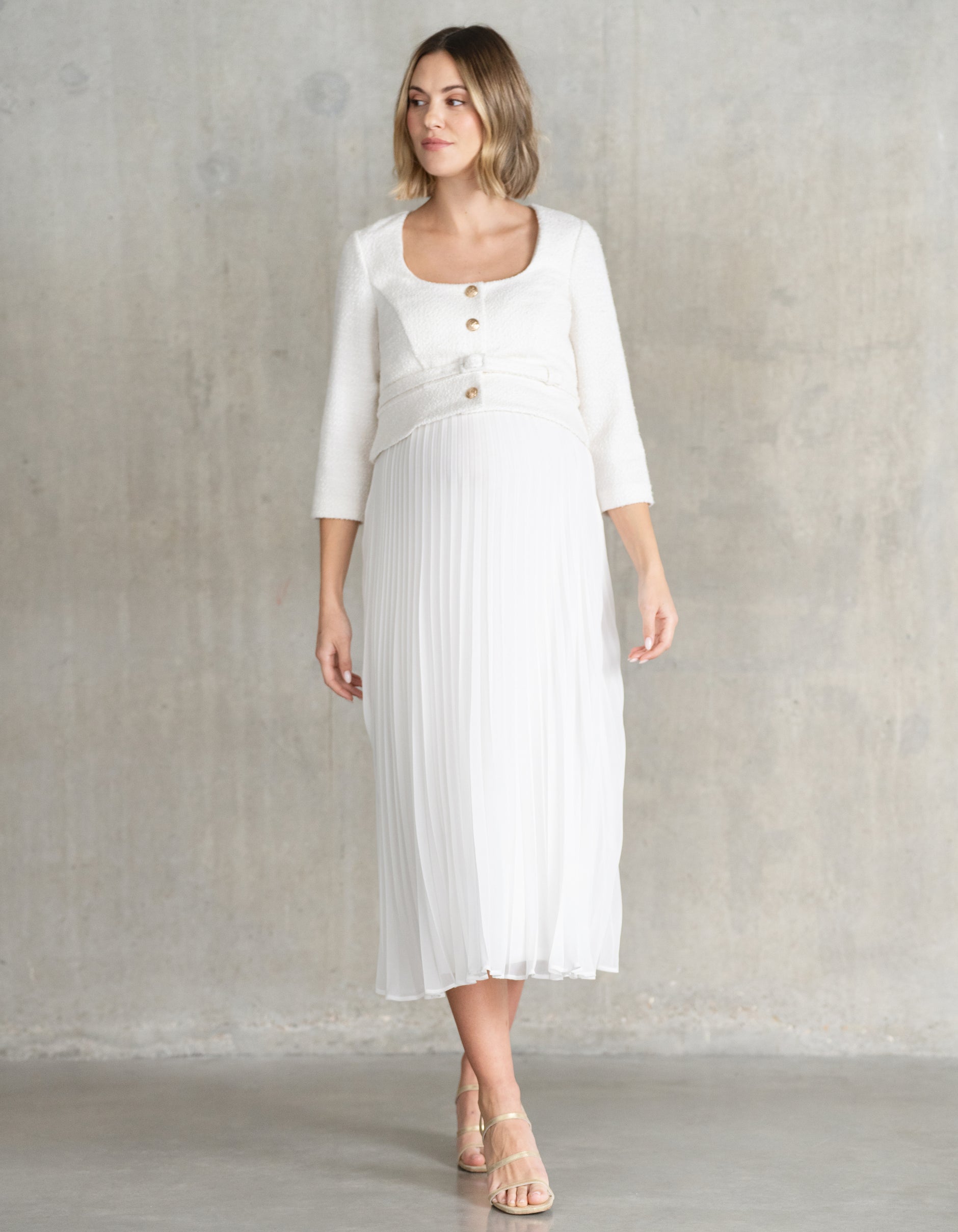 Midi Length Jacket-Style Maternity-to-Nursing Dress